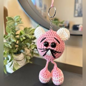 Handmade pink color key chain